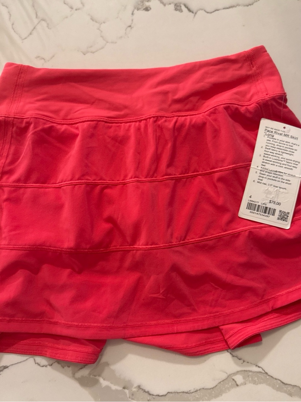 New Lululemon Pace Rival MR Skirt Long Size 4 Pink